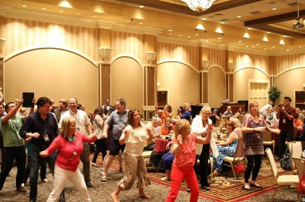 Leading a Flash Mob Dance to the Happy Song, at hypnosis conference.  So much fun!