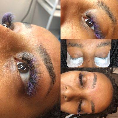 Volume full set with color and eyebrow wax