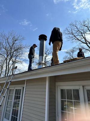 The stack pipe for the fireplace replaced