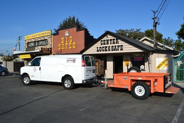 Safe Store, Locksmith Shop and safe moving trailer.