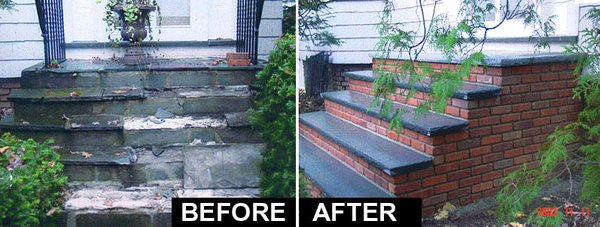 Step construction, before and after.