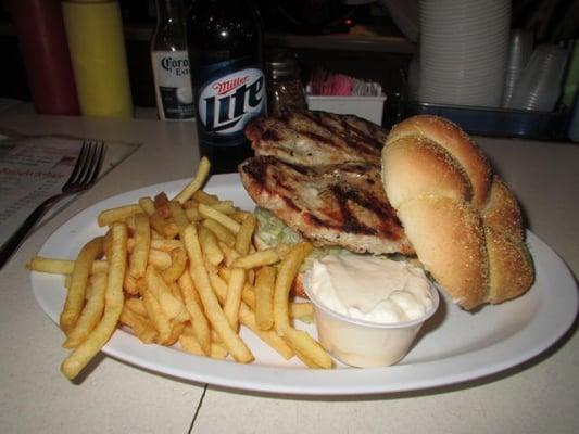 My delish butterfly pork chop sandwich, with crispy fries and HOMEMADE slaw.