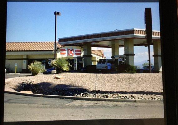 Front of the business facing Shea Blvd, on the corner of Shea and Saguaro Boulevards.