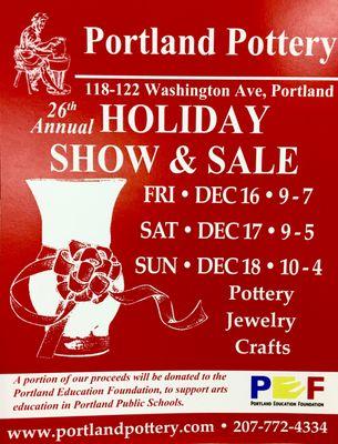 Annual Holiday Show & Sale - over 80 potters, crafters & artists.