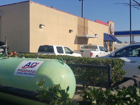 500 gallon propane tank installed at a local fast food restaurant.