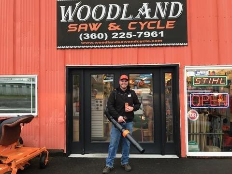 Jerrad testing out one of our backpack blowers