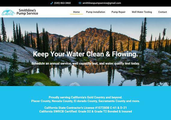 smithlines.com website for Smithline's Pump Service in California