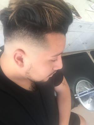 Medium fade shaved sides