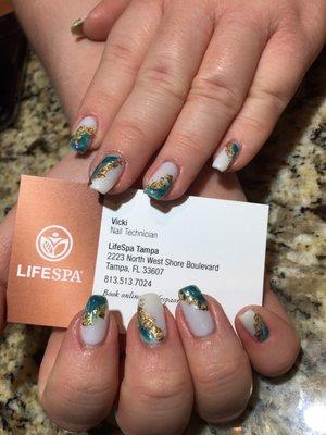 @vickihuibeauty gel manicure with beautiful  nail art!