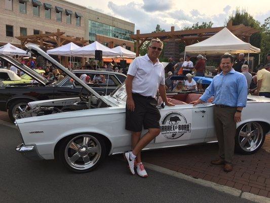 Lew with our insured Barrel & Boar Creekside owner, Stan Riley, at the Corvette Club Show in Creekside District!!