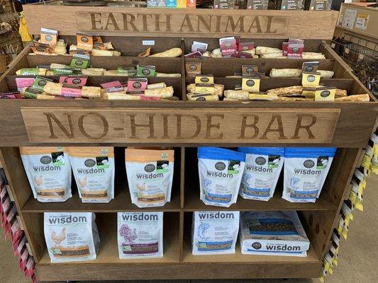 Earth Animal No-Hide Chews and Wisdom Air dried food