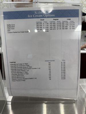 Ice cream flavors and calories