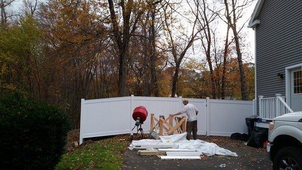 New PVC fence installed at repeat customers house in Foxborough Ma