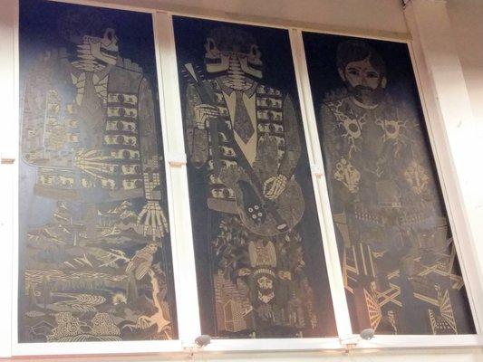 Crazy Linoleum hand carved pieces. 8 ft. tall