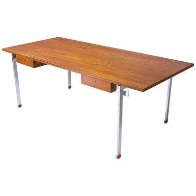 Rare Hans Wegner AT-325 Desk in Teak and Chrome-Plated Steel, Denmark, 1960s