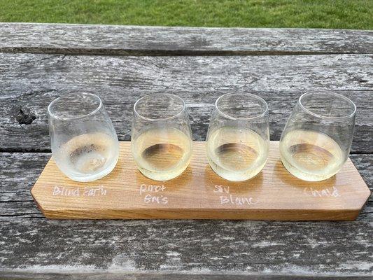 Dry white wine flight