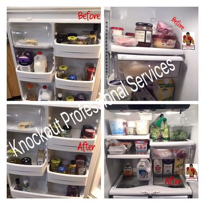 Before and after refrigerator cleaning!