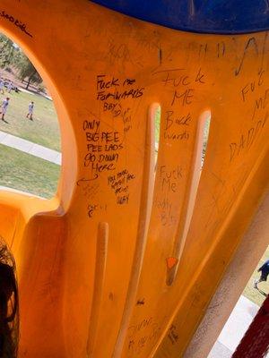 The inside of the kids slide