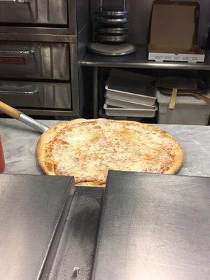 A freshly-made pizza!