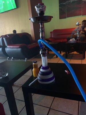 Blue mist hookah and mango juice