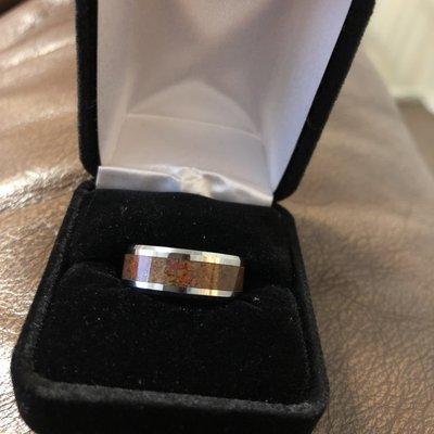 Dinosaur bone men's wedding band