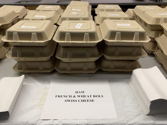 Catered Box Lunches - Ham French Wheat Roll Swiss Cheese