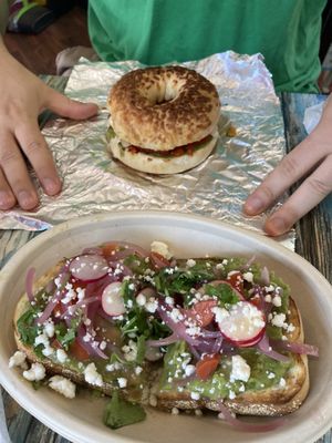 Spicy Lil Mama and guacamole toast!! The picked watermelon radish was so good.