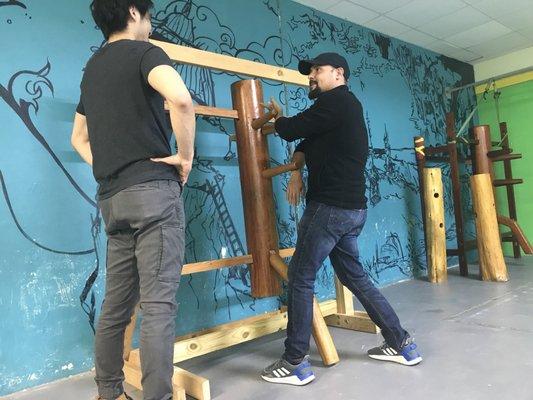 Wing Chun, wooden man, martial arts, self defense, Chinese, One on one training, class, mind and body exercise, training.