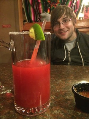 Huge delicious strawberry-raspberry drinks!