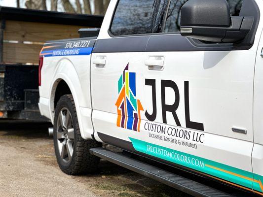 JRL Custom Colors Logo Truck: Serving St. Joseph, Elkhart, Kosciusko, and La Porte Counties from South Bend Indiana.