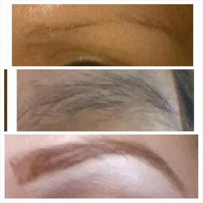 #1 my eyebrows before #2 let them grow out #3 outcome from ez eyebrow