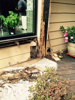 Rotting window sills like this one a client called us to repair are quite common in the East Bay.