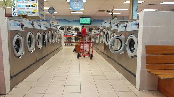 The size of the laundromat! Available washers in all sizes.