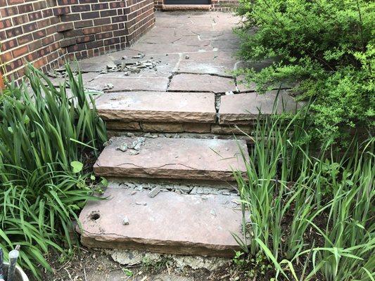 Old flagstone front entrance  Flagstone grout repair