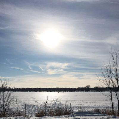 Winter lake from the playground