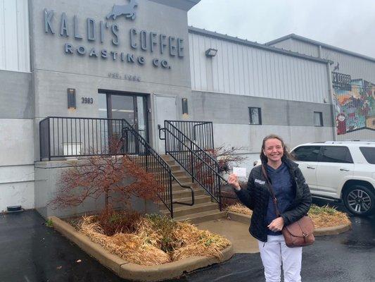 Myself standing outside the main roasters!  We looked up Kaldi's coffee and GPS brought us here