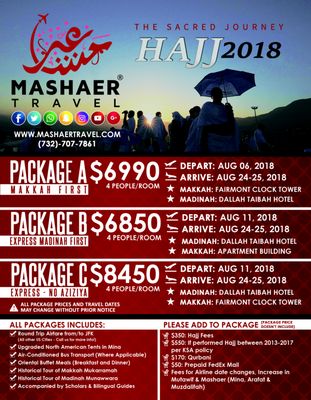 Hajj 2018 - Sign up today! 732-707-7861