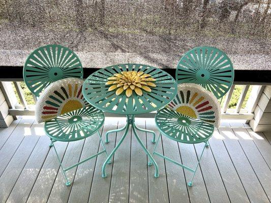 I recently purchased a little bistro set for dining on the porch. They had one setup in the store and it was so cute.