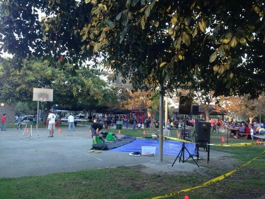 Signs said Movie at the Park at Reynier Park.  I guess they were setting up the screen