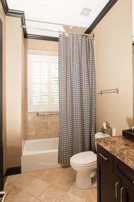 Custom shower curtain and shutters for the bathroom