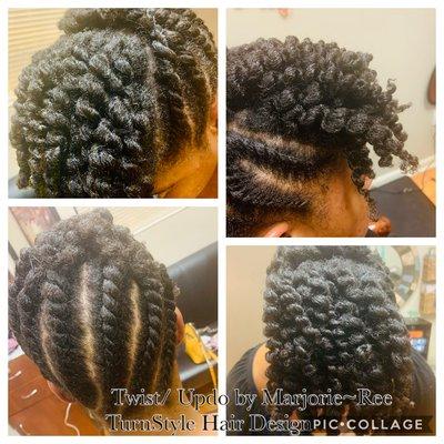 Start- up Locs (hair 3" or less)/Individual 2 Strands Twist/Cornrows & Twist/ Updo