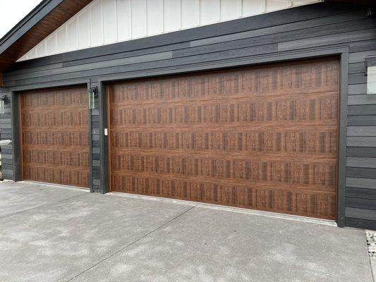 Modern Flush Wood Look Garage Door