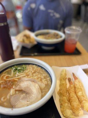 Tonkotsu and curry ramen with Tempura