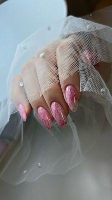 Gel manicure with nail art