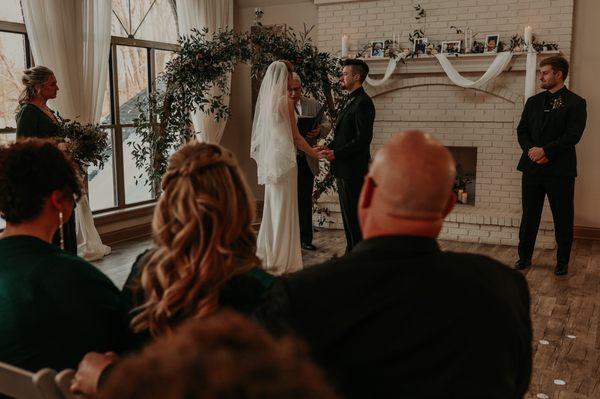 The Fireplace & Snow made for a beautiful backdrop!