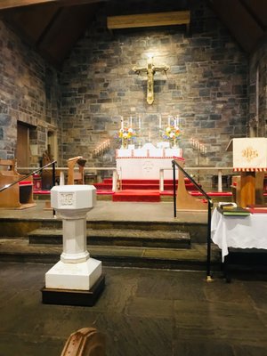 Altar with Baptismal Font