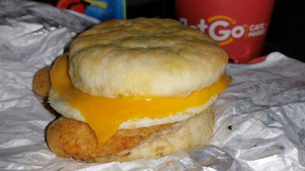 Chicken and biscuit's add egg.