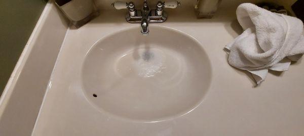 Clogged sink in room