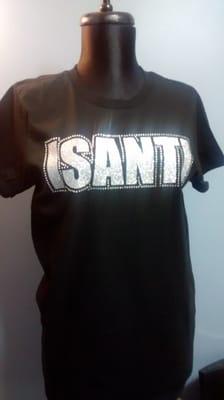 Super Bling Isanti T-shirt using glitter and rhinestones. I can make any city name you like.