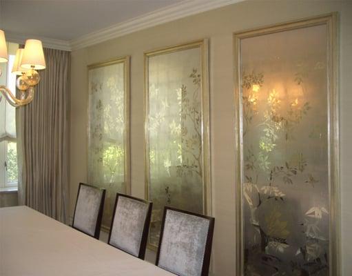 Verre eglomise wall panels